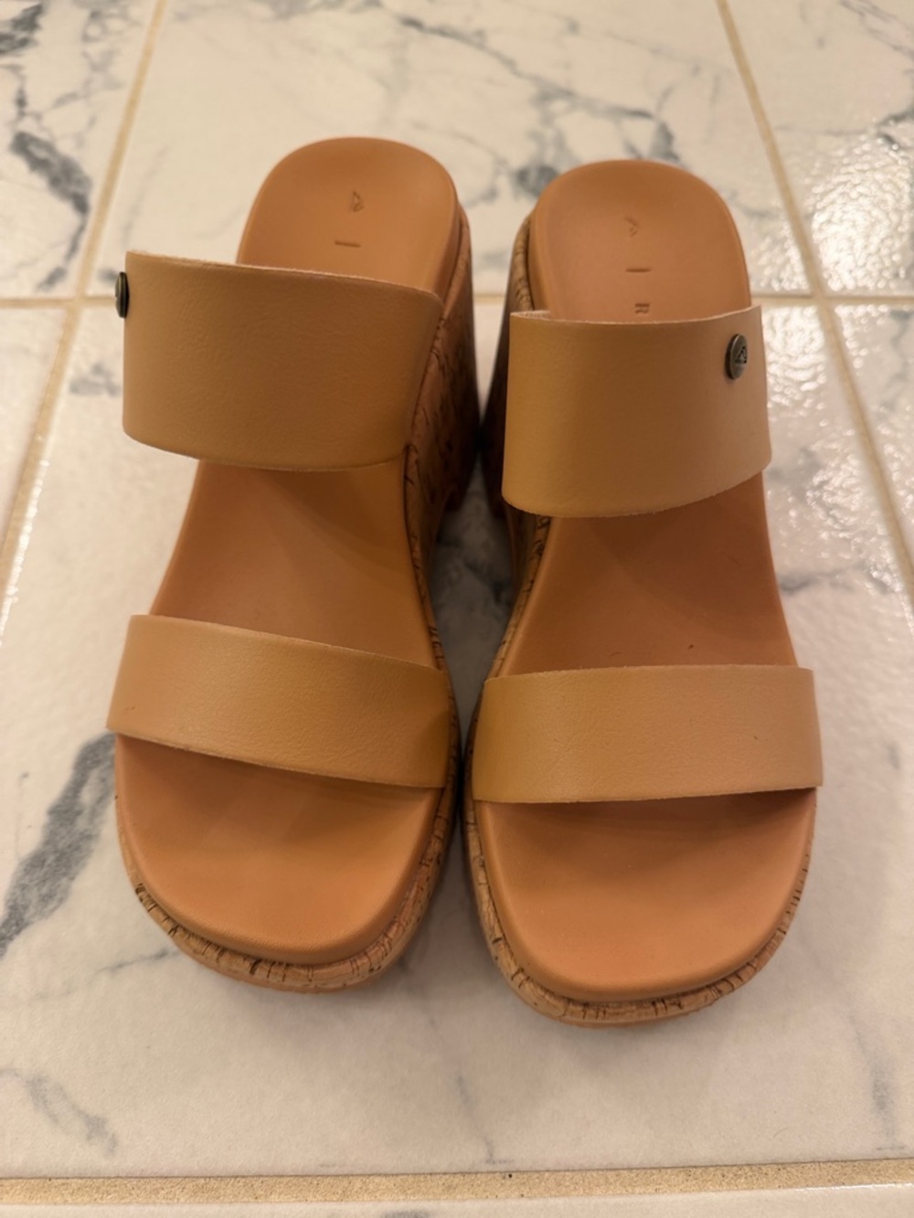 Reef Women’s Ibiza Tan Double-Strap Cork Wedge Slides
